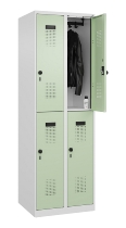C+P Doppelstock-Spind 049300-32 Evolo PLUS bodenstehend 3 Abt.400mm je 2 Fächer Drehriegel (HxBxT)1850x1200x500mm 9016/6019