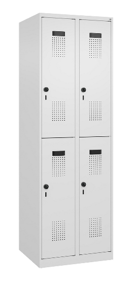 C+P Doppelstock-Spind 049300-32 Evolo PLUS bodenstehend 3 Abt.400mm je 2 Fächer Drehriegel (HxBxT)1850x1200x500mm 9016/6019