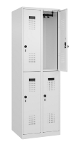 C+P Doppelstock-Spind 049300-32 Evolo PLUS bodenstehend 3 Abt.400mm je 2 Fächer Drehriegel (HxBxT)1850x1200x500mm 9016/6019