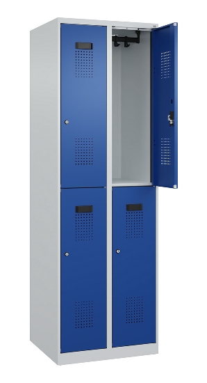 C+P Doppelstock-Spind 049300-32 Evolo PLUS bodenstehend 3 Abt.400mm je 2 Fächer Drehriegel (HxBxT)1850x1200x500mm 9016/6019