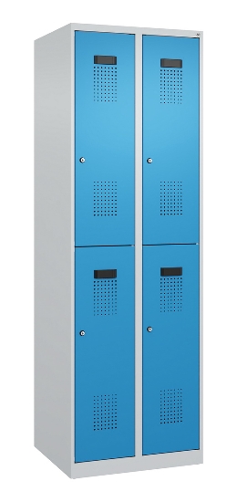 C+P Doppelstock-Spind 049300-32 Evolo PLUS bodenstehend 3 Abt.400mm je 2 Fächer Drehriegel (HxBxT)1850x1200x500mm 9016/6019