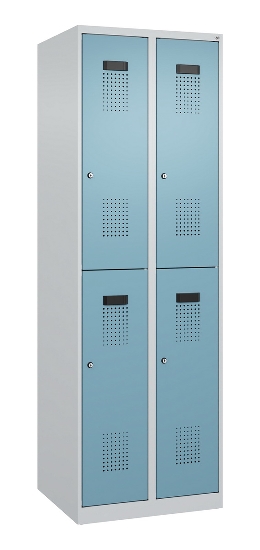 C+P Doppelstock-Spind 049300-32 Evolo PLUS bodenstehend 3 Abt.400mm je 2 Fächer Drehriegel (HxBxT)1850x1200x500mm 9016/6019