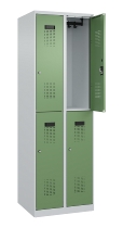 C+P Doppelstock-Spind 049300-32 Evolo PLUS bodenstehend 3 Abt.400mm je 2 Fächer Drehriegel (HxBxT)1850x1200x500mm 9016/6019