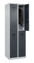 C+P Doppelstock-Spind 049300-32 Evolo PLUS bodenstehend 3 Abt.400mm je 2 Fächer Drehriegel (HxBxT)1850x1200x500mm 9016/6019