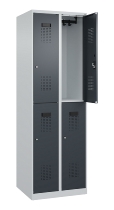 C+P Doppelstock-Spind 049300-32 Evolo PLUS bodenstehend 3 Abt.400mm je 2 Fächer Drehriegel (HxBxT)1850x1200x500mm 9016/6019