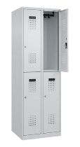 C+P Doppelstock-Spind 049300-32 Evolo PLUS bodenstehend 3 Abt.400mm je 2 Fächer Drehriegel (HxBxT)1850x1200x500mm 9016/6019