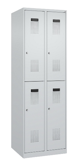 C+P Doppelstock-Spind 049300-32 Evolo PLUS bodenstehend 3 Abt.400mm je 2 Fächer Drehriegel (HxBxT)1850x1200x500mm 9016/6019