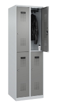 C+P Doppelstock-Spind 049300-32 Evolo PLUS bodenstehend 3 Abt.400mm je 2 Fächer Drehriegel (HxBxT)1850x1200x500mm 9016/6019