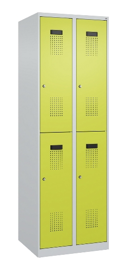 C+P Doppelstock-Spind 049300-32 Evolo PLUS bodenstehend 3 Abt.400mm je 2 Fächer Drehriegel (HxBxT)1850x1200x500mm 9016/6019
