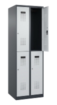 C+P Doppelstock-Spind 049300-32 Evolo PLUS bodenstehend 3 Abt.400mm je 2 Fächer Drehriegel (HxBxT)1850x1200x500mm 9016/6019