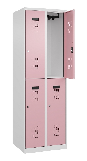 C+P Doppelstock-Spind 049300-32 Evolo PLUS bodenstehend 3 Abt.400mm je 2 Fächer Drehriegel (HxBxT)1850x1200x500mm 9016/6019