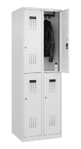 C+P Doppelstock-Spind 049300-32 Evolo PLUS bodenstehend 3 Abt.400mm je 2 Fächer Drehriegel (HxBxT)1850x1200x500mm 9016/6019