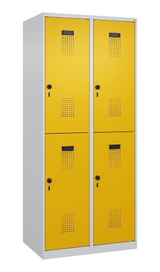C+P Doppelstock-Spind 049300-32 Evolo PLUS bodenstehend 3 Abt.400mm je 2 Fächer Drehriegel (HxBxT)1850x1200x500mm 9016/6019