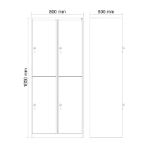 C+P Doppelstock-Spind 049300-32 Evolo PLUS bodenstehend 3 Abt.400mm je 2 Fächer Drehriegel (HxBxT)1850x1200x500mm 9016/6019