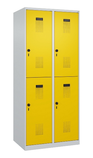 C+P Doppelstock-Spind 049300-32 Evolo PLUS bodenstehend 3 Abt.400mm je 2 Fächer Drehriegel (HxBxT)1850x1200x500mm 9016/6019