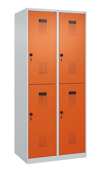 C+P Doppelstock-Spind 049300-32 Evolo PLUS bodenstehend 3 Abt.400mm je 2 Fächer Drehriegel (HxBxT)1850x1200x500mm 9016/6019