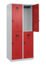 C+P Doppelstock-Spind 049300-32 Evolo PLUS bodenstehend 3 Abt.400mm je 2 Fächer Drehriegel (HxBxT)1850x1200x500mm 9016/6019