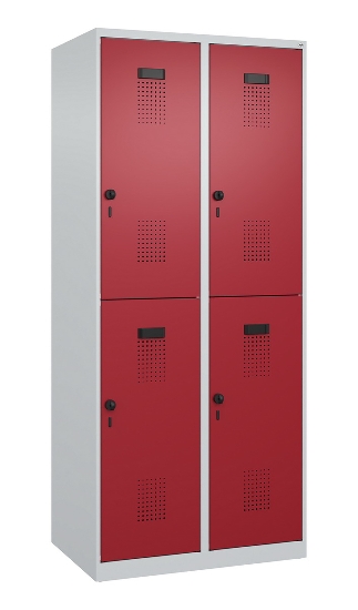 C+P Doppelstock-Spind 049300-32 Evolo PLUS bodenstehend 3 Abt.400mm je 2 Fächer Drehriegel (HxBxT)1850x1200x500mm 9016/6019