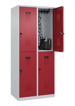 C+P Doppelstock-Spind 049300-32 Evolo PLUS bodenstehend 3 Abt.400mm je 2 Fächer Drehriegel (HxBxT)1850x1200x500mm 9016/6019