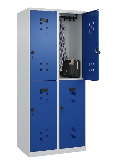 C+P Doppelstock-Spind 049300-32 Evolo PLUS bodenstehend 3 Abt.400mm je 2 Fächer Drehriegel (HxBxT)1850x1200x500mm 9016/6019