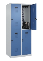 C+P Doppelstock-Spind 049300-32 Evolo PLUS bodenstehend 3 Abt.400mm je 2 Fächer Drehriegel (HxBxT)1850x1200x500mm 9016/6019