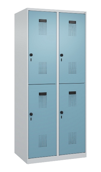 C+P Doppelstock-Spind 049300-32 Evolo PLUS bodenstehend 3 Abt.400mm je 2 Fächer Drehriegel (HxBxT)1850x1200x500mm 9016/6019