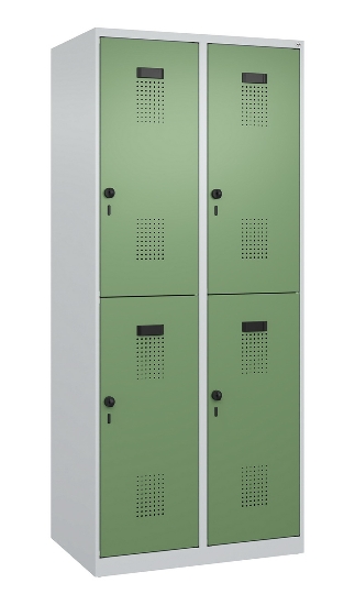 C+P Doppelstock-Spind 049300-32 Evolo PLUS bodenstehend 3 Abt.400mm je 2 Fächer Drehriegel (HxBxT)1850x1200x500mm 9016/6019