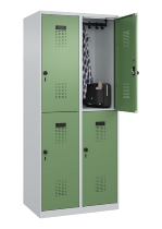 C+P Doppelstock-Spind 049300-32 Evolo PLUS bodenstehend 3 Abt.400mm je 2 Fächer Drehriegel (HxBxT)1850x1200x500mm 9016/6019
