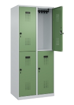 C+P Doppelstock-Spind 049300-32 Evolo PLUS bodenstehend 3 Abt.400mm je 2 Fächer Drehriegel (HxBxT)1850x1200x500mm 9016/6019