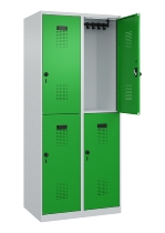 C+P Doppelstock-Spind 049300-32 Evolo PLUS bodenstehend 3 Abt.400mm je 2 Fächer Drehriegel (HxBxT)1850x1200x500mm 9016/6019