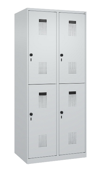 C+P Doppelstock-Spind 049300-32 Evolo PLUS bodenstehend 3 Abt.400mm je 2 Fächer Drehriegel (HxBxT)1850x1200x500mm 9016/6019