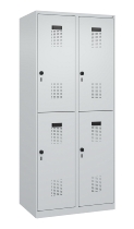 C+P Doppelstock-Spind 049300-32 Evolo PLUS bodenstehend 3 Abt.400mm je 2 Fächer Drehriegel (HxBxT)1850x1200x500mm 9016/6019