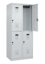 C+P Doppelstock-Spind 049300-32 Evolo PLUS bodenstehend 3 Abt.400mm je 2 Fächer Drehriegel (HxBxT)1850x1200x500mm 9016/6019