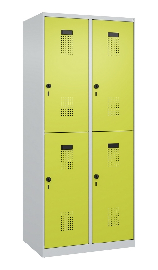 C+P Doppelstock-Spind 049300-32 Evolo PLUS bodenstehend 3 Abt.400mm je 2 Fächer Drehriegel (HxBxT)1850x1200x500mm 9016/6019