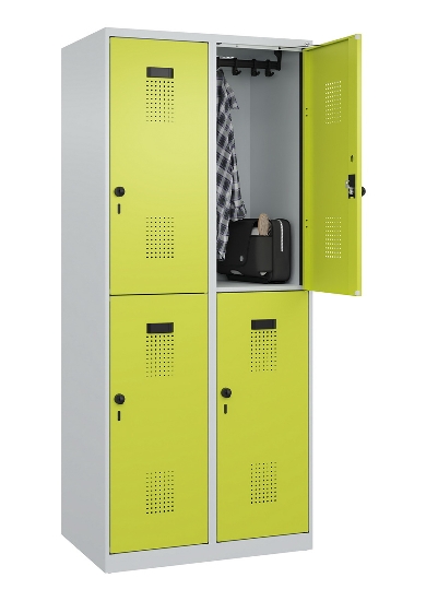 C+P Doppelstock-Spind 049300-32 Evolo PLUS bodenstehend 3 Abt.400mm je 2 Fächer Drehriegel (HxBxT)1850x1200x500mm 9016/6019