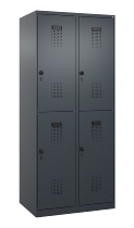 C+P Doppelstock-Spind 049300-32 Evolo PLUS bodenstehend 3 Abt.400mm je 2 Fächer Drehriegel (HxBxT)1850x1200x500mm 9016/6019