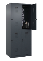 C+P Doppelstock-Spind 049300-32 Evolo PLUS bodenstehend 3 Abt.400mm je 2 Fächer Drehriegel (HxBxT)1850x1200x500mm 9016/6019