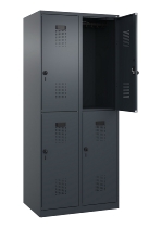 C+P Doppelstock-Spind 049300-32 Evolo PLUS bodenstehend 3 Abt.400mm je 2 Fächer Drehriegel (HxBxT)1850x1200x500mm 9016/6019