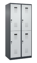 C+P Doppelstock-Spind 049300-32 Evolo PLUS bodenstehend 3 Abt.400mm je 2 Fächer Drehriegel (HxBxT)1850x1200x500mm 9016/6019