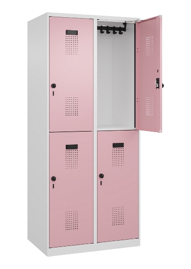 C+P Doppelstock-Spind 049300-32 Evolo PLUS bodenstehend 3 Abt.400mm je 2 Fächer Drehriegel (HxBxT)1850x1200x500mm 9016/6019