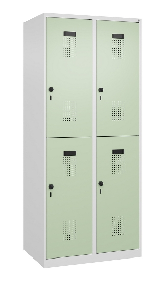 C+P Doppelstock-Spind 049300-32 Evolo PLUS bodenstehend 3 Abt.400mm je 2 Fächer Drehriegel (HxBxT)1850x1200x500mm 9016/6019