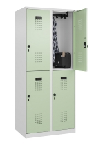 C+P Doppelstock-Spind 049300-32 Evolo PLUS bodenstehend 3 Abt.400mm je 2 Fächer Drehriegel (HxBxT)1850x1200x500mm 9016/6019