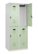 C+P Doppelstock-Spind 049300-32 Evolo PLUS bodenstehend 3 Abt.400mm je 2 Fächer Drehriegel (HxBxT)1850x1200x500mm 9016/6019