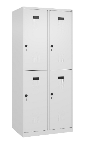 C+P Doppelstock-Spind 049300-32 Evolo PLUS bodenstehend 3 Abt.400mm je 2 Fächer Drehriegel (HxBxT)1850x1200x500mm 9016/6019