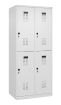 C+P Doppelstock-Spind 049300-32 Evolo PLUS bodenstehend 3 Abt.400mm je 2 Fächer Drehriegel (HxBxT)1850x1200x500mm 9016/6019