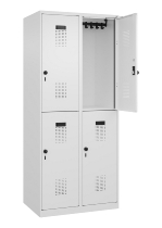C+P Doppelstock-Spind 049300-32 Evolo PLUS bodenstehend 3 Abt.400mm je 2 Fächer Drehriegel (HxBxT)1850x1200x500mm 9016/6019