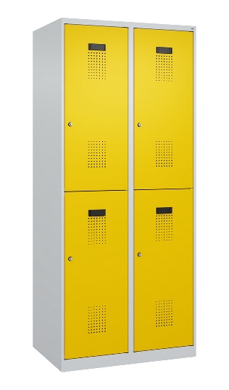 C+P Doppelstock-Spind 049300-32 Evolo PLUS bodenstehend 3 Abt.400mm je 2 Fächer Drehriegel (HxBxT)1850x1200x500mm 9016/6019