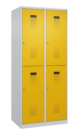 C+P Doppelstock-Spind 049300-32 Evolo PLUS bodenstehend 3 Abt.400mm je 2 Fächer Drehriegel (HxBxT)1850x1200x500mm 9016/6019