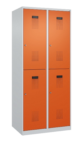 C+P Doppelstock-Spind 049300-32 Evolo PLUS bodenstehend 3 Abt.400mm je 2 Fächer Drehriegel (HxBxT)1850x1200x500mm 9016/6019