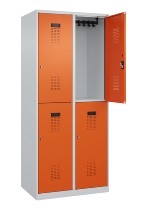 C+P Doppelstock-Spind 049300-32 Evolo PLUS bodenstehend 3 Abt.400mm je 2 Fächer Drehriegel (HxBxT)1850x1200x500mm 9016/6019